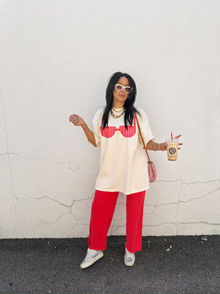 ETTA OG | bikini graphic tee - ivory / pink