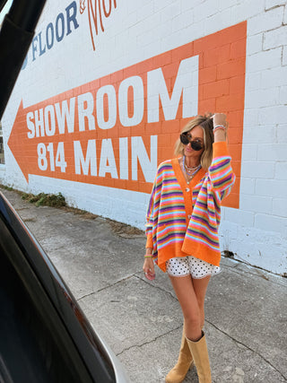 oversized care free stripe cardigan