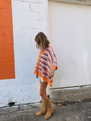 oversized care free stripe cardigan