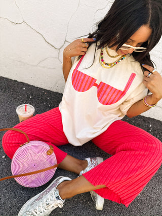 ETTA OG | bikini graphic tee - ivory / pink