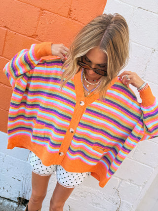 oversized care free stripe cardigan