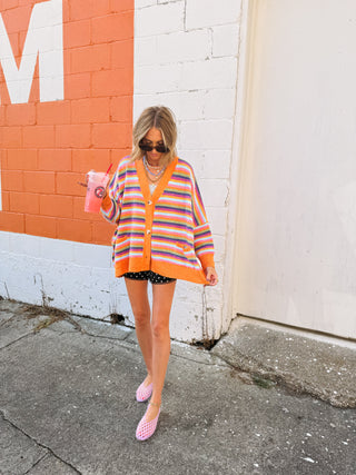 oversized care free stripe cardigan