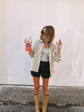 penny polka dot shorts - black