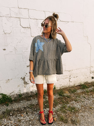 shoot for the stars gingham top