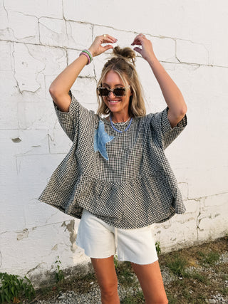 shoot for the stars gingham top