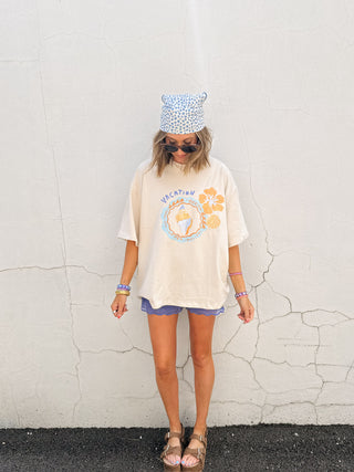 oversized beach vacay graphic tee