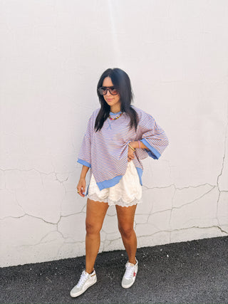 oversized angelfish top - blue / orange