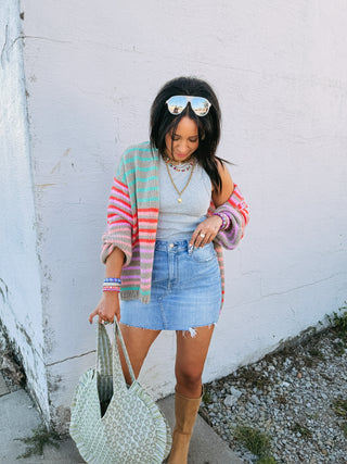 blank space ribbed tank top - grey