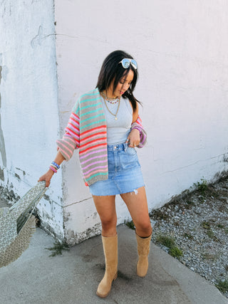 blank space ribbed tank top - grey