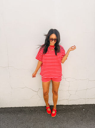 jump in the line top - pink / red
