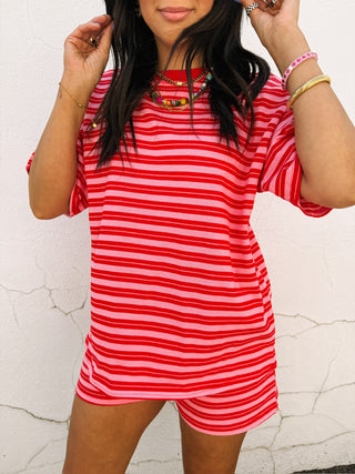 jump in the line top - pink / red