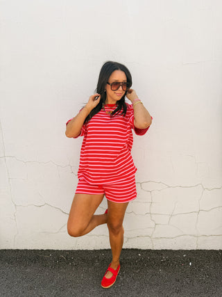 jump in the line top - pink / red