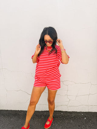 jump in the line top - pink / red
