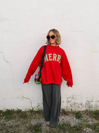 gingham merry mock neck - red / green
