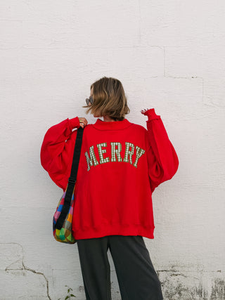 gingham merry mock neck - red / green