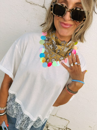 HANDMADE | sequin bandana scarf - yellow