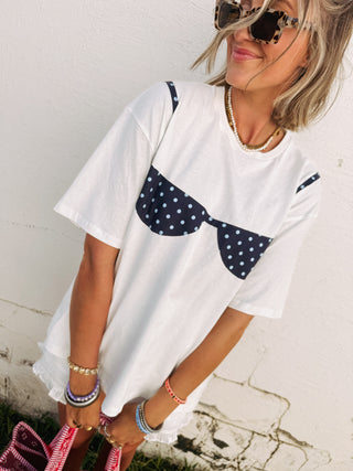 polka dot bikini tee - navy