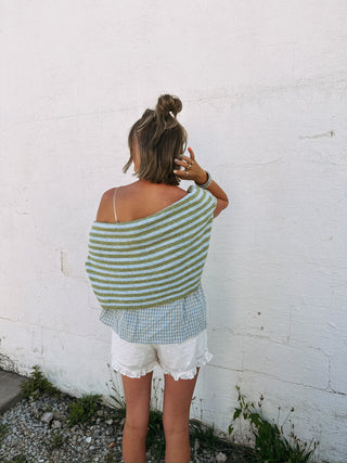 piper striped cardigan - blue / green