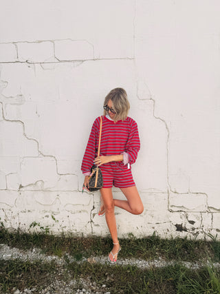 in between two piece set - red / navy