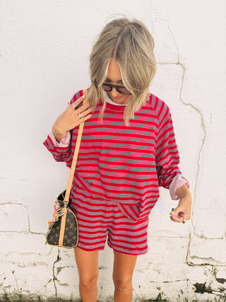 in between two piece set - red / navy
