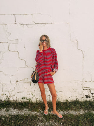 in between two piece set - red / navy