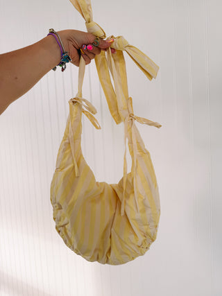 cabana stripe crescent bag