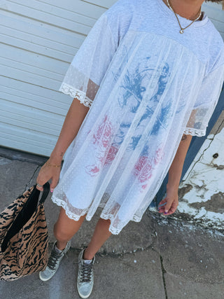 angels like you mesh dress - heather grey