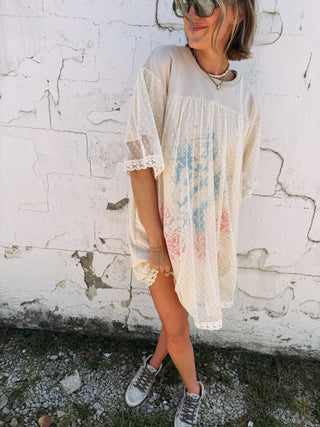 angels like you mesh dress - beige