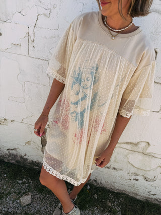 angels like you mesh dress - beige