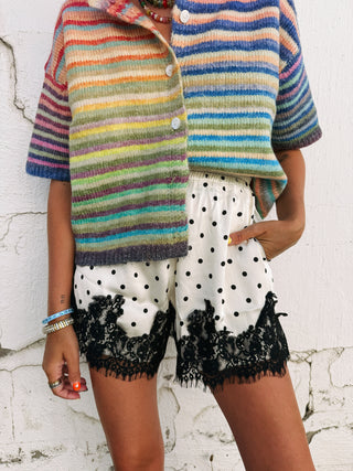 perla polka dot lace shorts