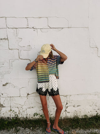 perla polka dot lace shorts