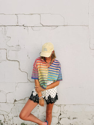 perla polka dot lace shorts