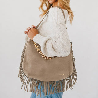 PRETTY SIMPLE | loretta fringe bag - taupe