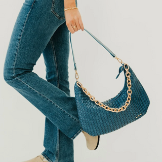 PRETTY SIMPLE | sienna woven shoulder bag - denim blue